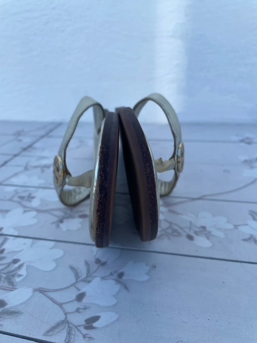 Tory Burch Metallic Gold Thong Sandals with Logo Medallion
